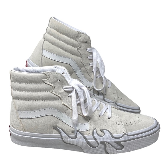 VANS Sk8-Hi Flame Suede Shoes White Gray Skate Sneakers Women's Size VN0005UJWWW - Picture 1 of 9
